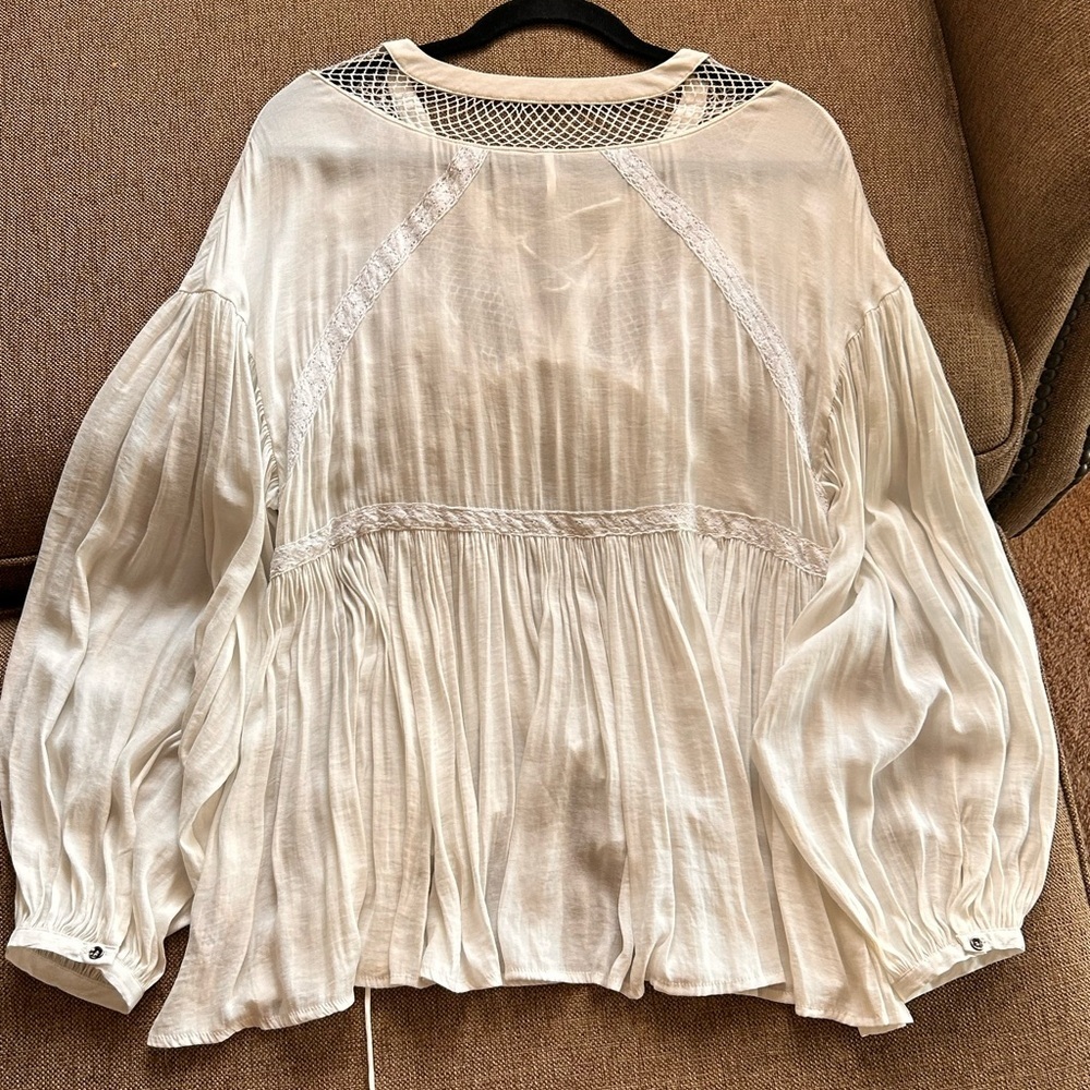 Free People Don't Let Go White Boho Embroidered Blouse S - Picture 5 of 7
